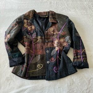 Vintage Alex Kin Embroidered Sequin Button Up Jacket